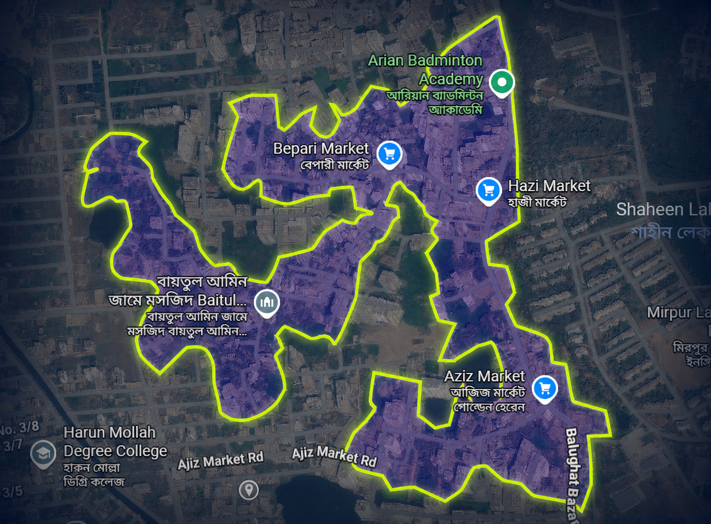Siddik Internet coverage boundary map for Baigertek, Dhaka